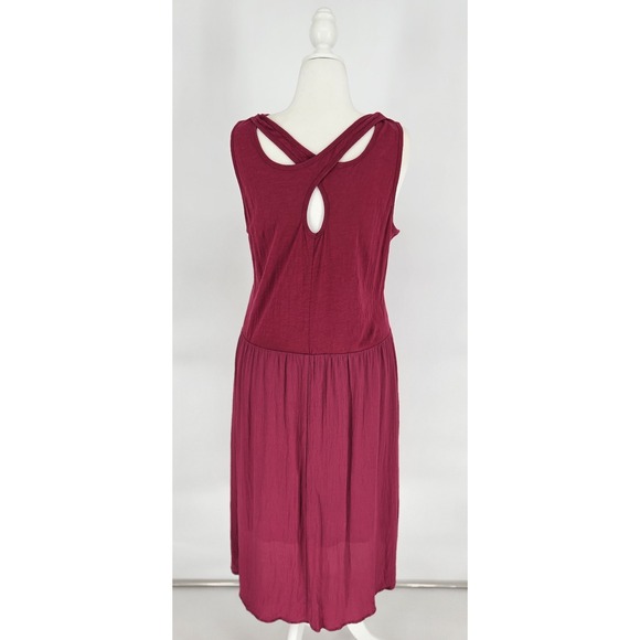 Soft Surroundings Berry Wine Crisscross Back Midi Dress Large 28867 Cotton Rayon - Picture 5 of 9